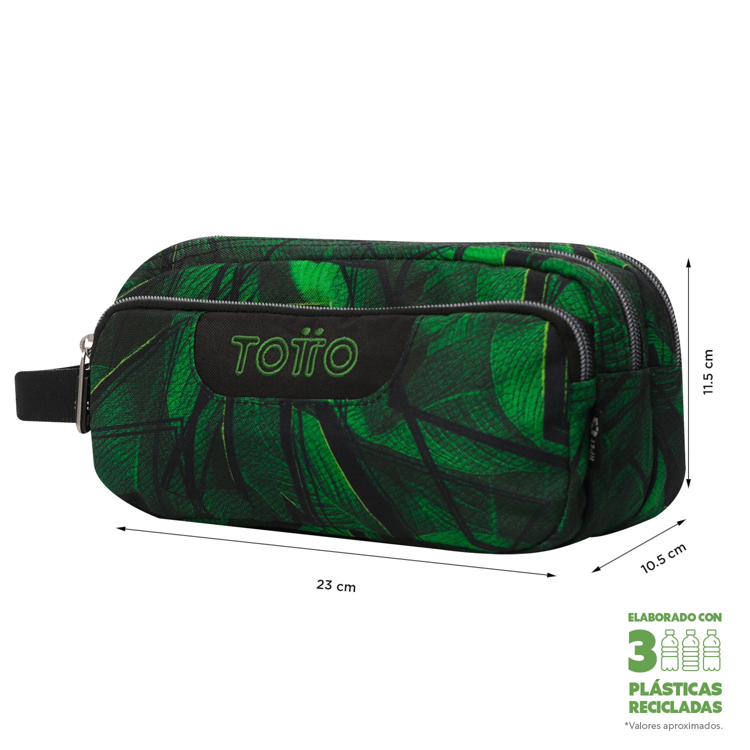 Estojo Escolar Totto Agapec Jhony Jungle com 3 Compartimentos e de Formato Compacto Preto / Verde-2