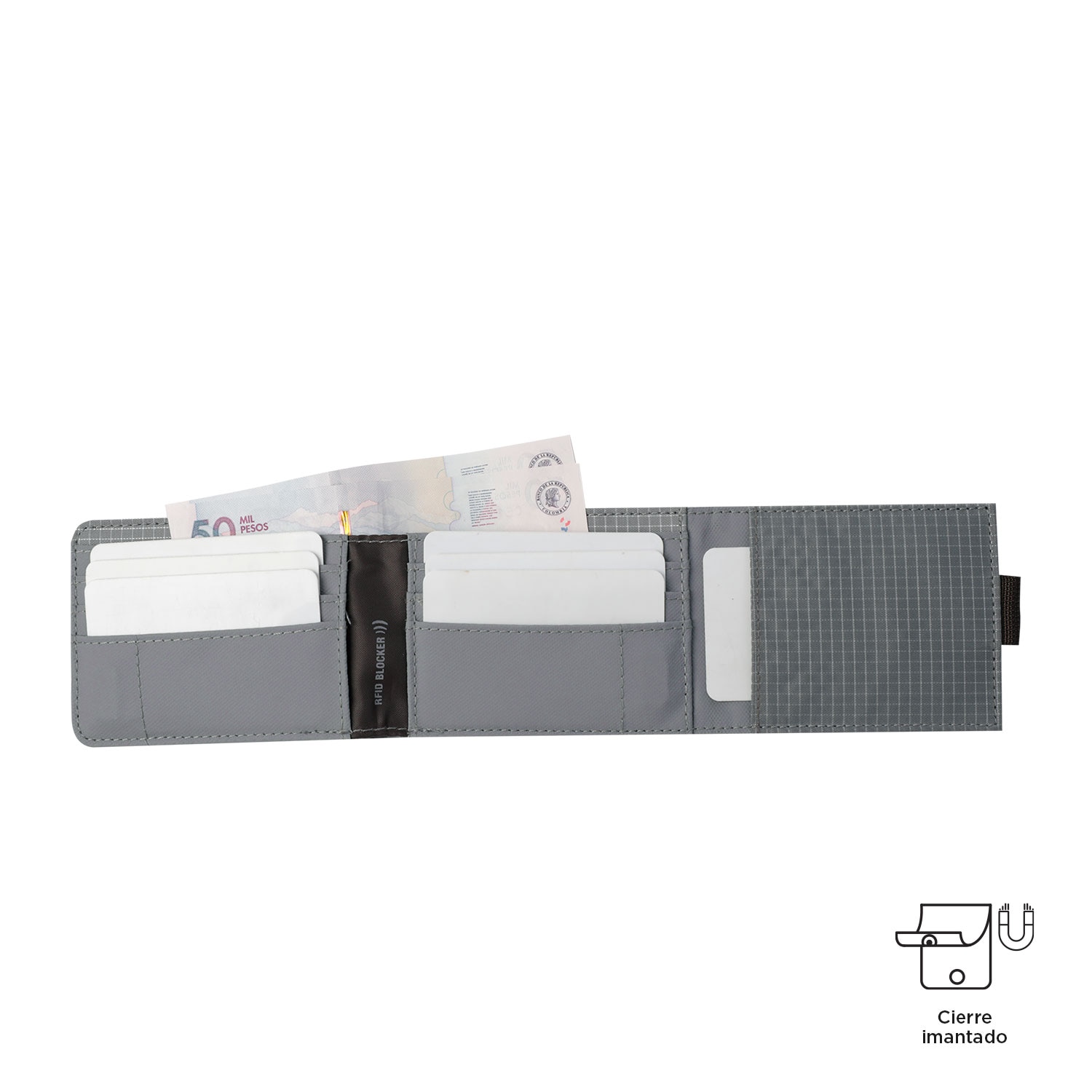 Carteira Totto Dual com Proteção Rfid e Fecho Magnético Cinzento-4
