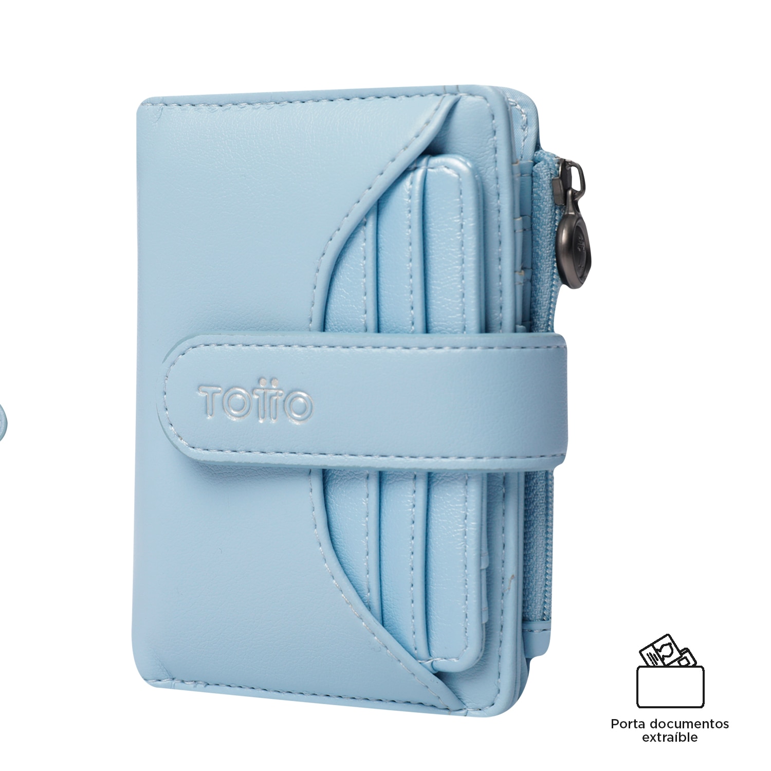 Carteira Totto Style Dull com Proteção Rfid e Bolso Porta-moedas Azul-claro-5