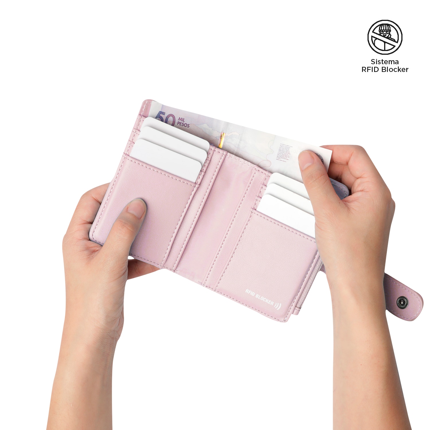Carteira Totto Style Dull com Proteção Rfid e Bolso Porta-moedas Lilás-3