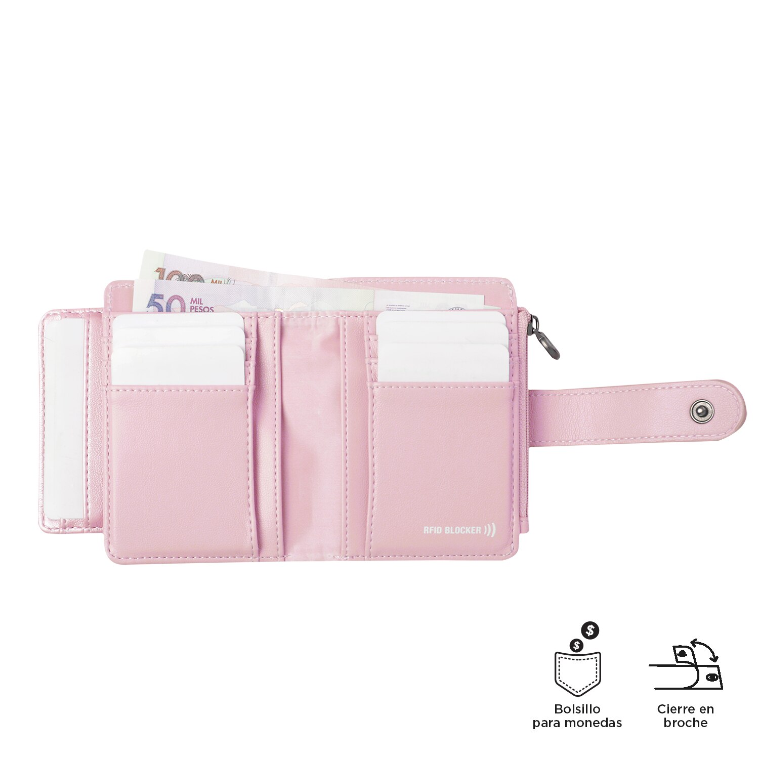 Carteira Totto Style Dull com Proteção Rfid e Bolso Porta-moedas Lilás-4