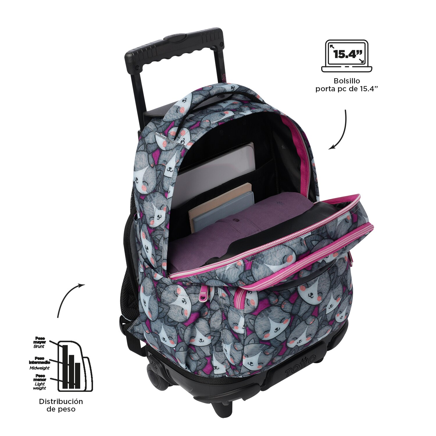Trolley Escolar 8 a 12 anos Renglon Marca Totto Multicolor-6