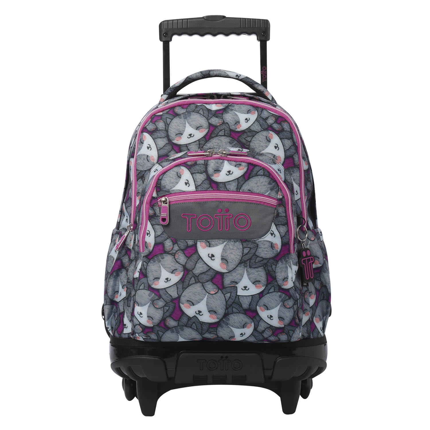 Imagem 0 de Mochila Escolar Rodas Totto Renglones Kitten Rose para Portátil de 15.4” e Capacidade de 26l