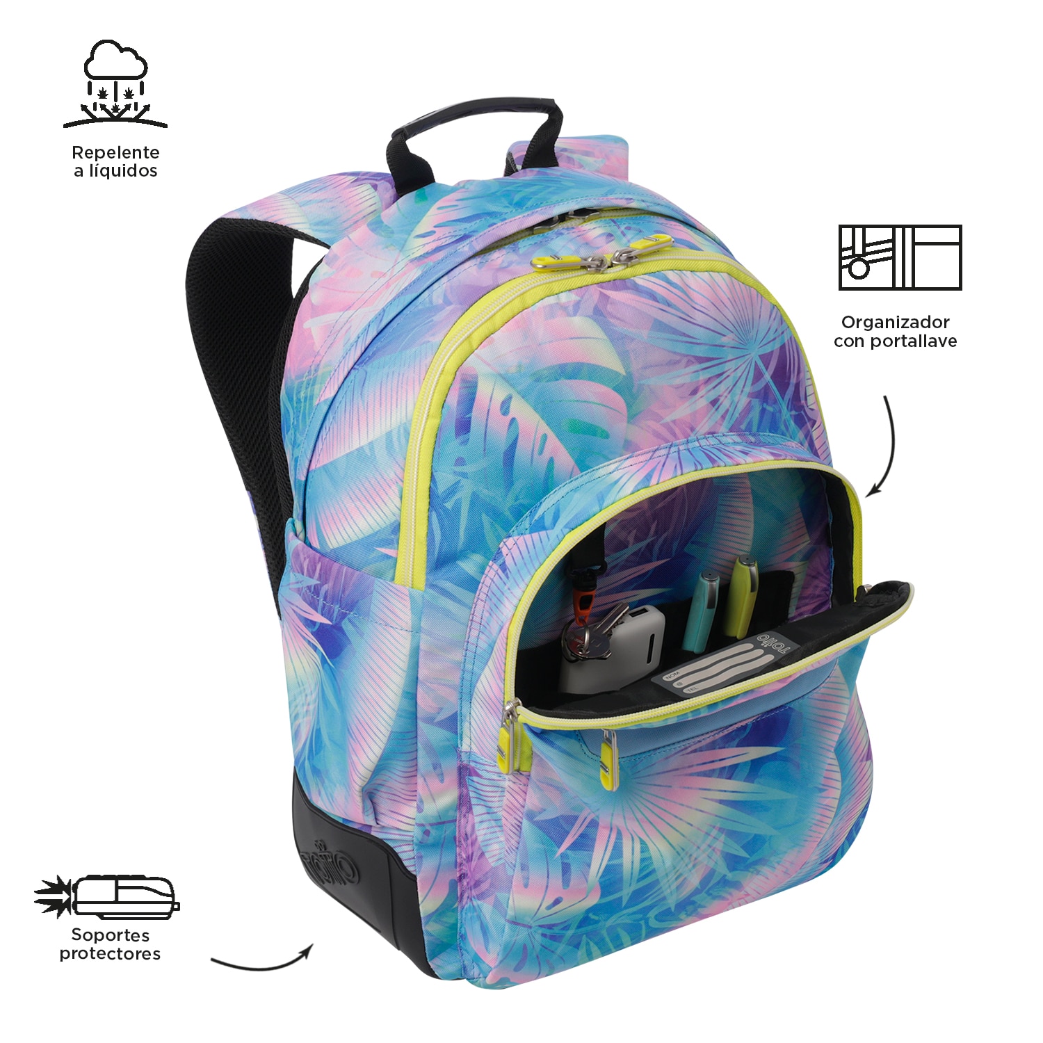 Mochila Escolar Totto Rayol K-pop para Portátil de 14” e Capacidade 19l Azul / Amarelo-5