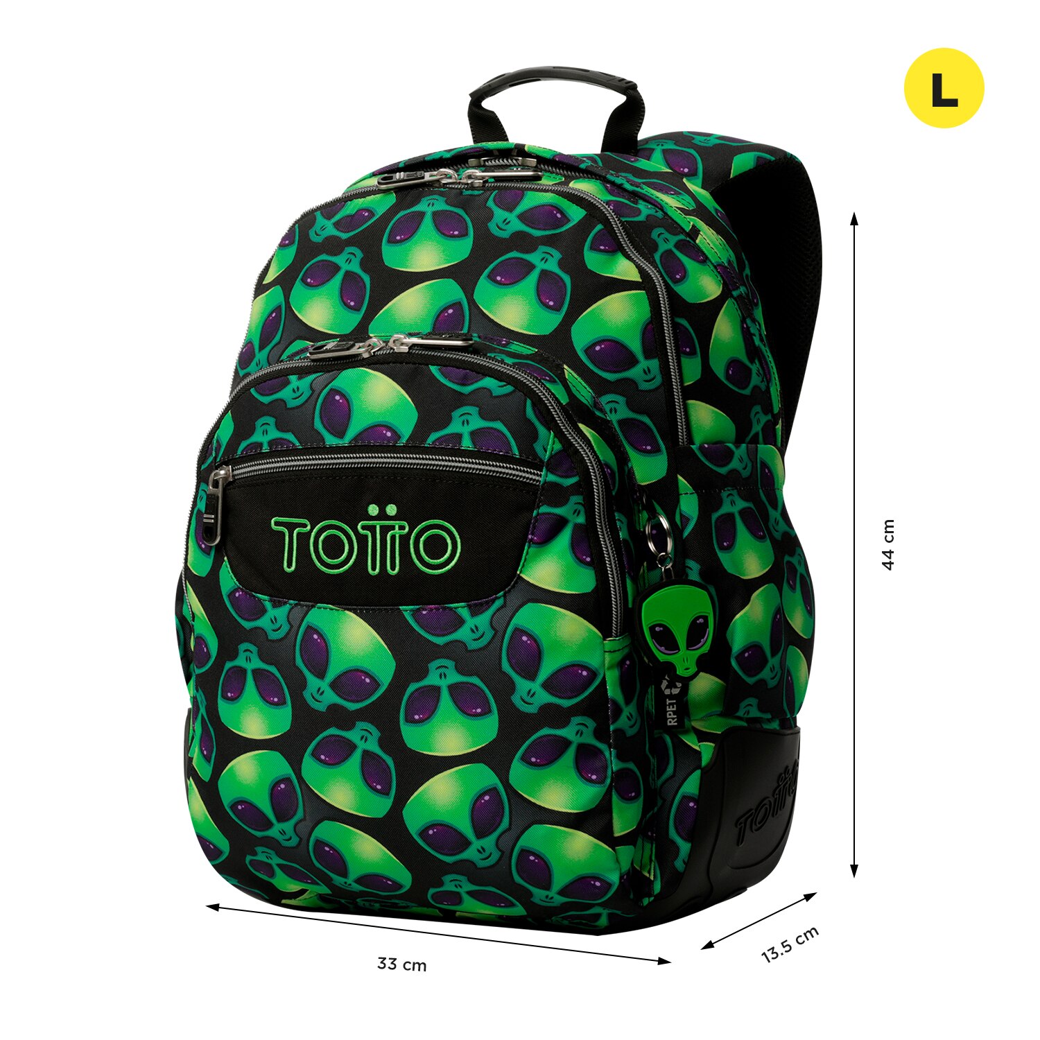 Mochila Escolar Totto Rayol K-pop para Portátil de 14” e Capacidade 19l Preto / Verde-2