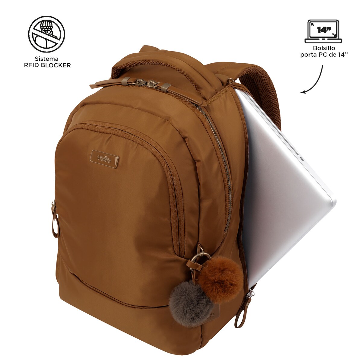 Mochila Escritorio Adelaide 2 Marca Totto Beige Bege-5