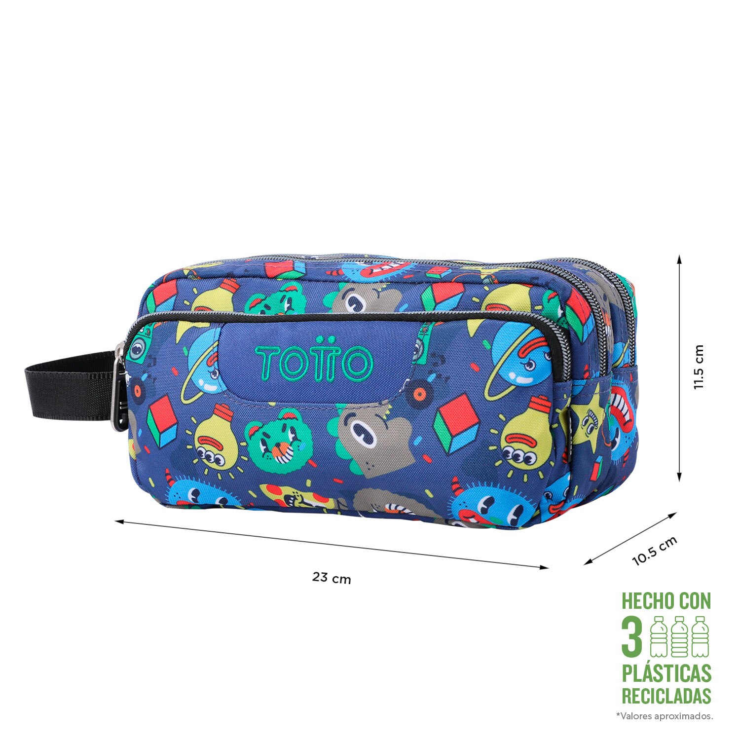 Estojo Escolar Totto Agapec com 3 Compartimentos e de Formato Compacto Azul / Verde-2