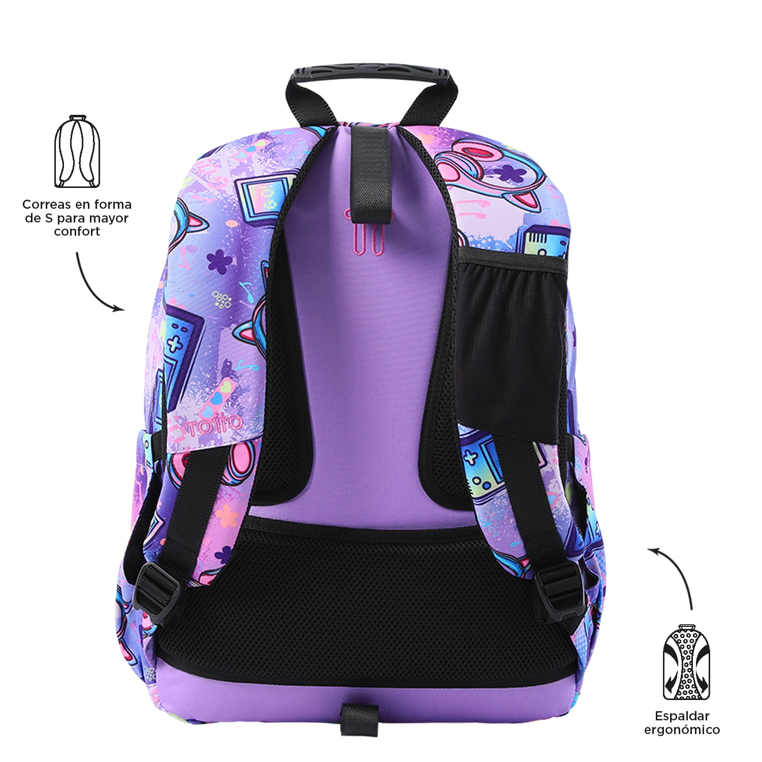 Mochila Escolar Totto Acuareles Roxo-4