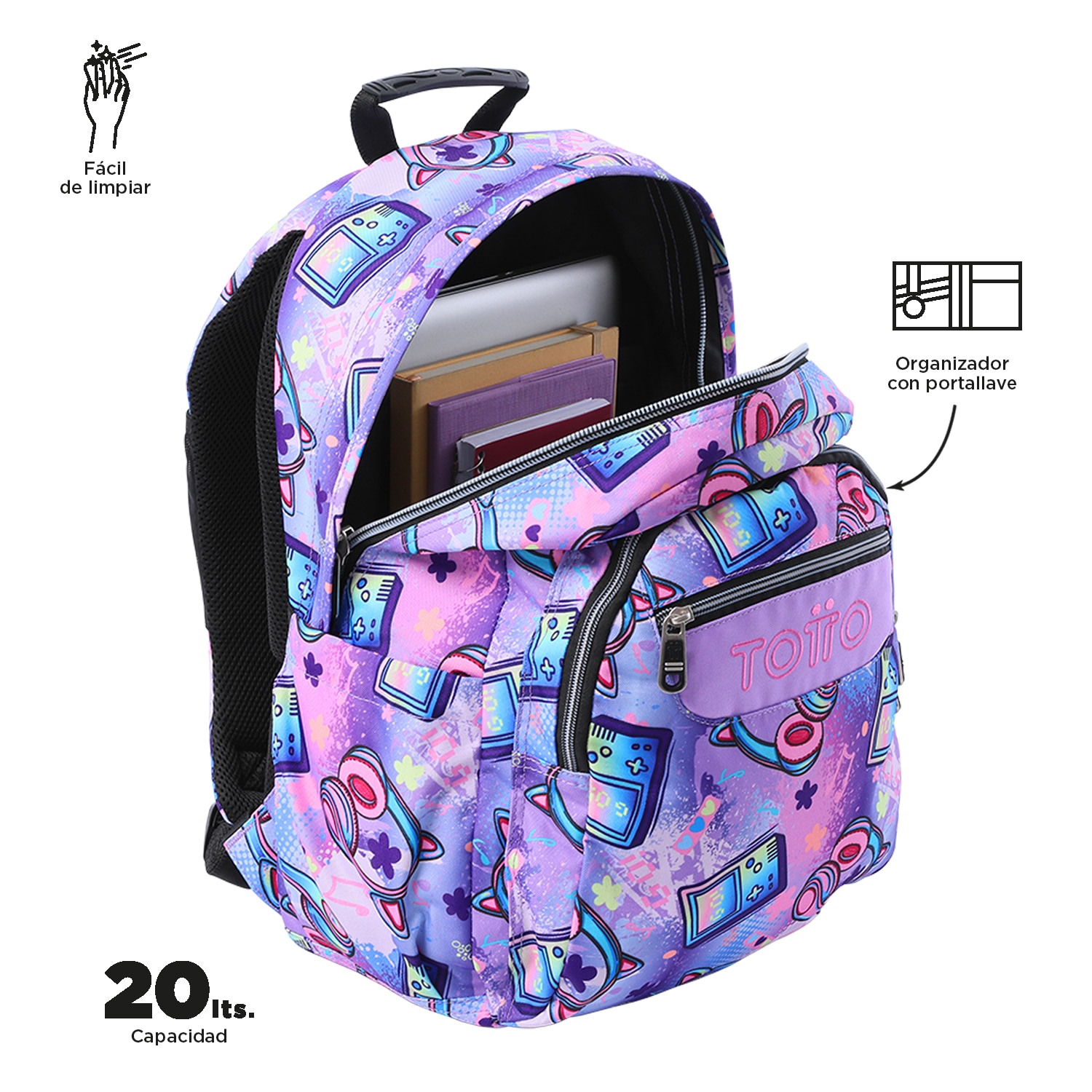 Mochila Escolar Totto Acuareles Roxo-5
