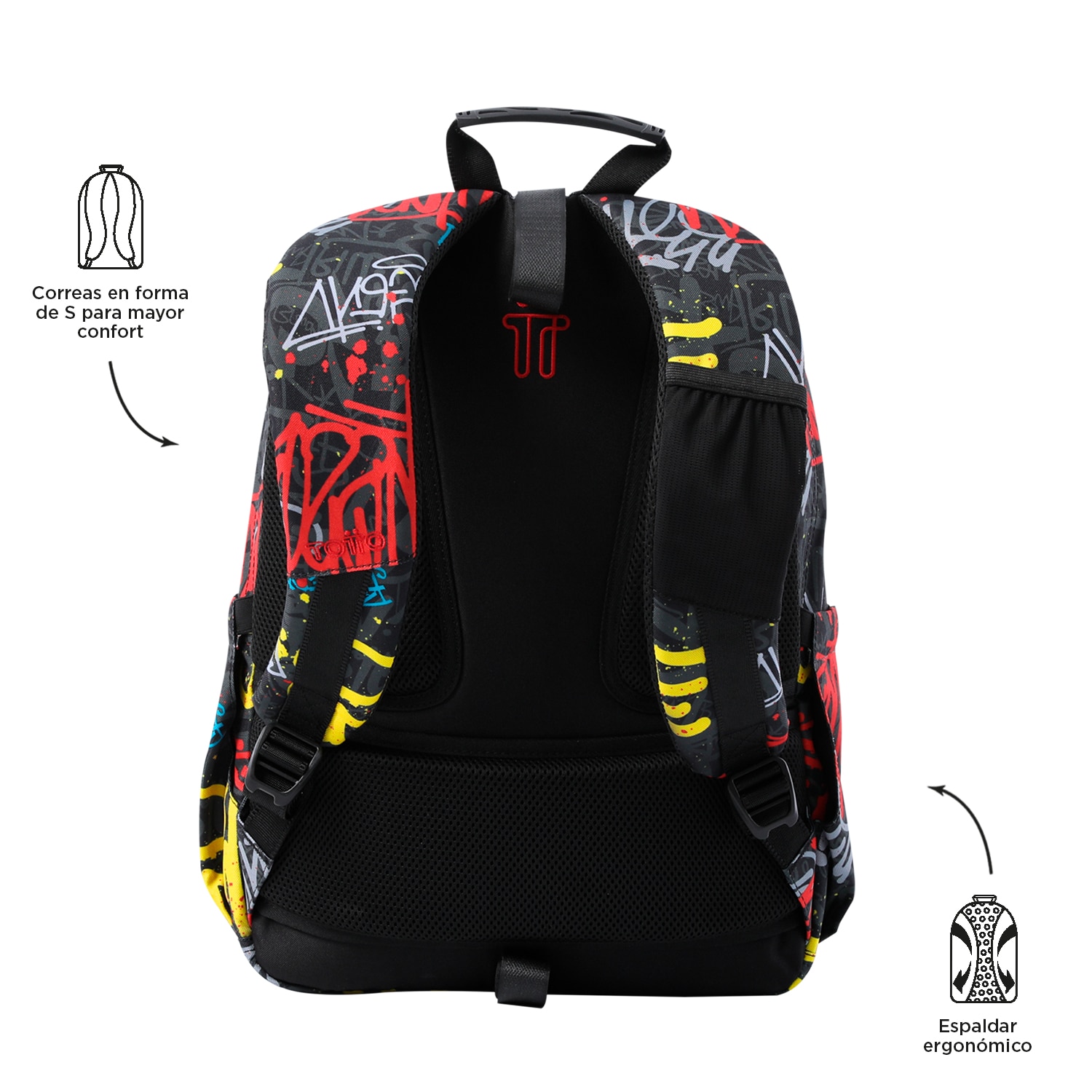 Mochila Escolar Totto Acuareles Preto-4