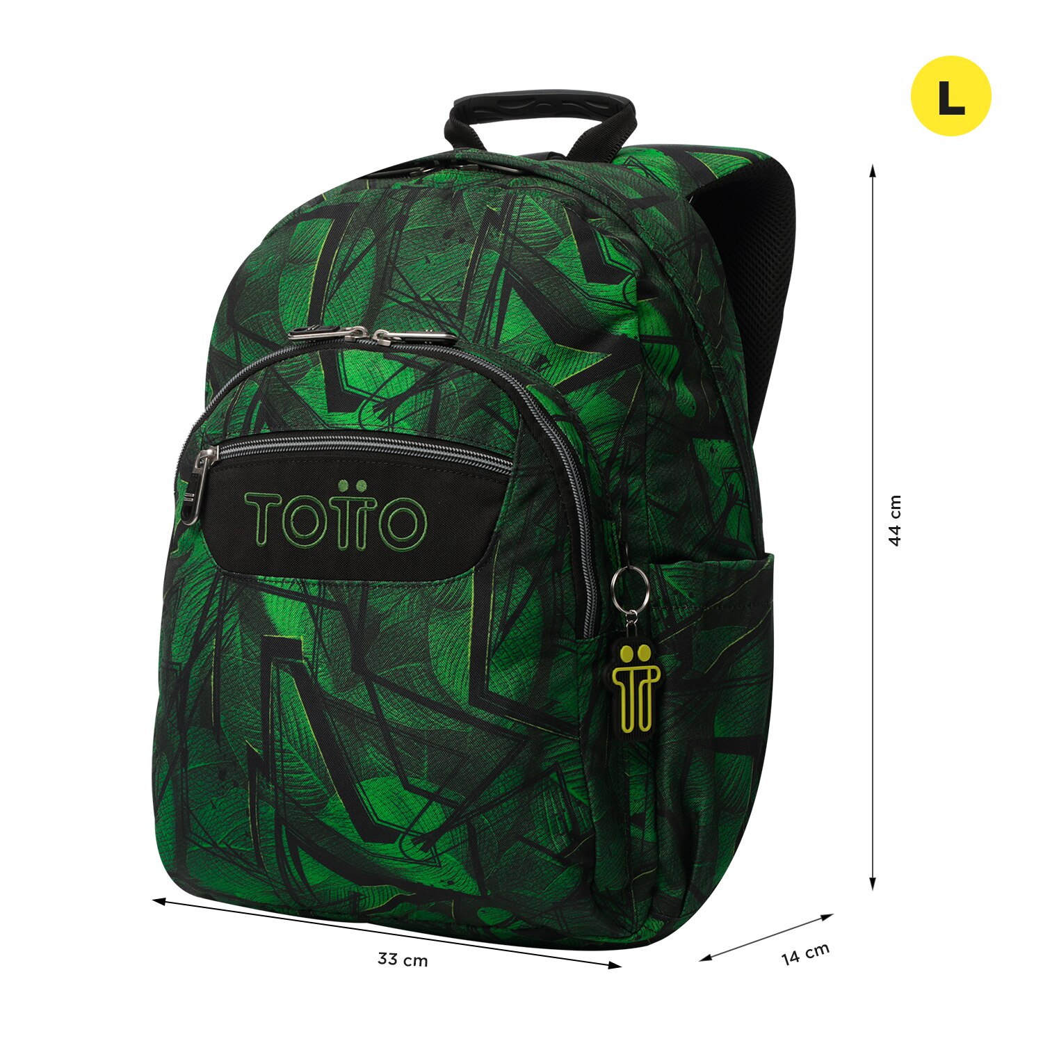 Mochila Escolar Totto Acuareles Jhony Jungle para Portátil de 14” e Adaptável a Carro Verde-escuro-2
