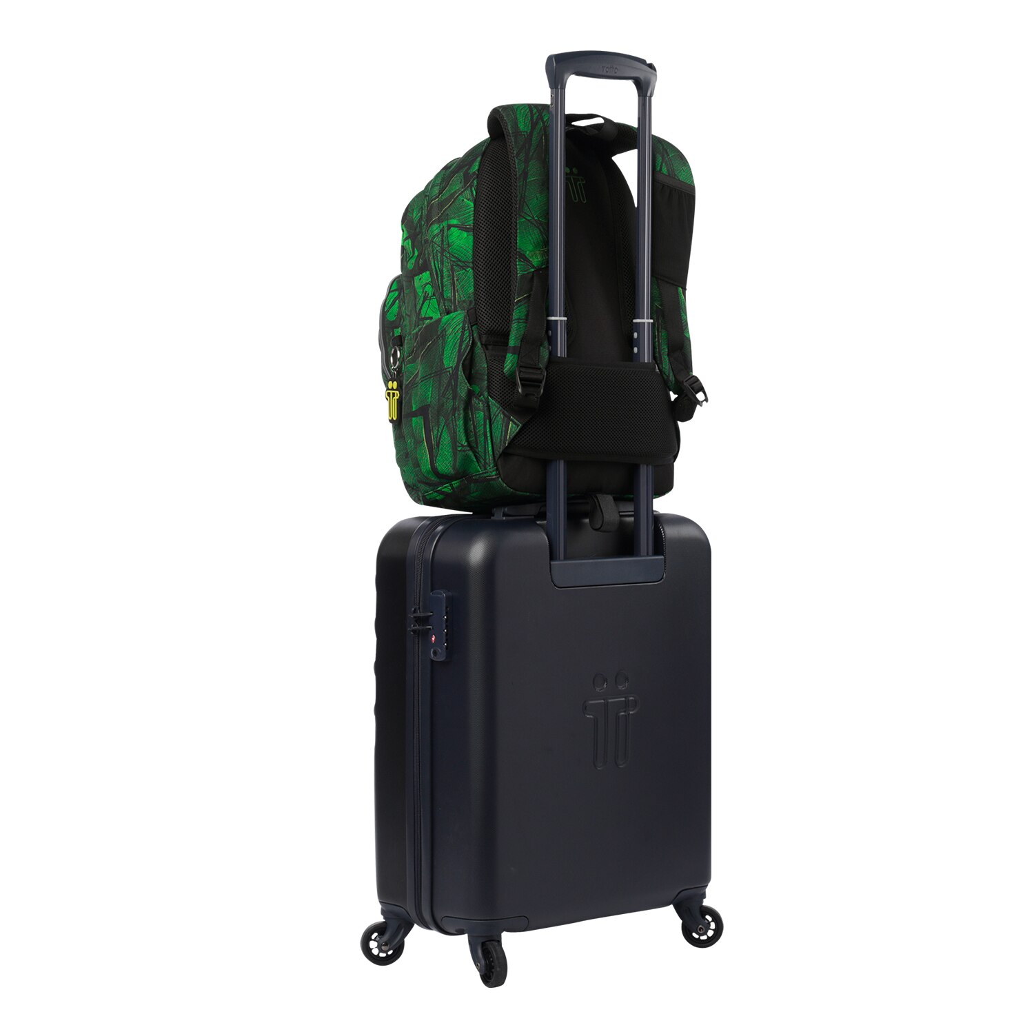 Mochila Escolar Totto Acuareles Jhony Jungle para Portátil de 14” e Adaptável a Carro Verde-escuro-6