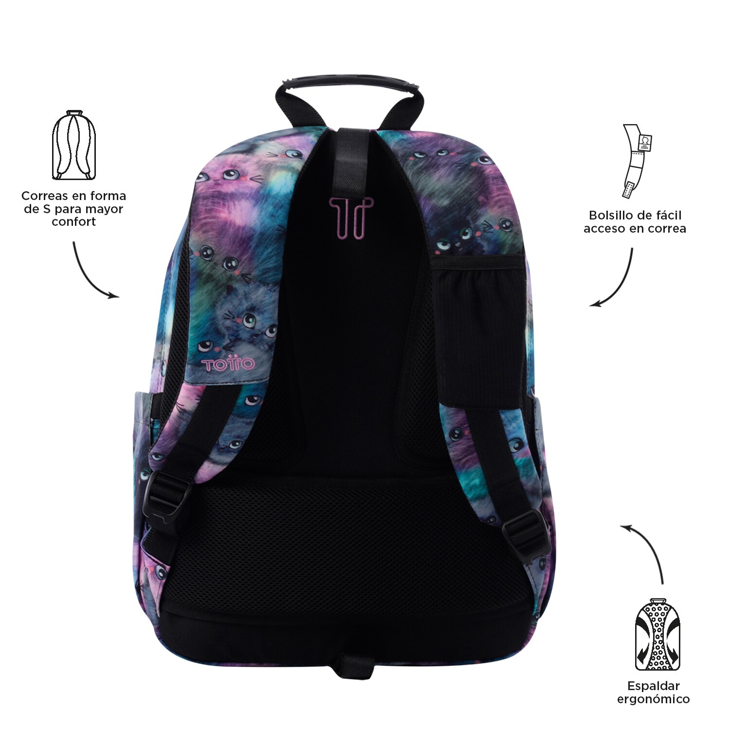 Mochila Escolar Totto Acuareles Azul-4