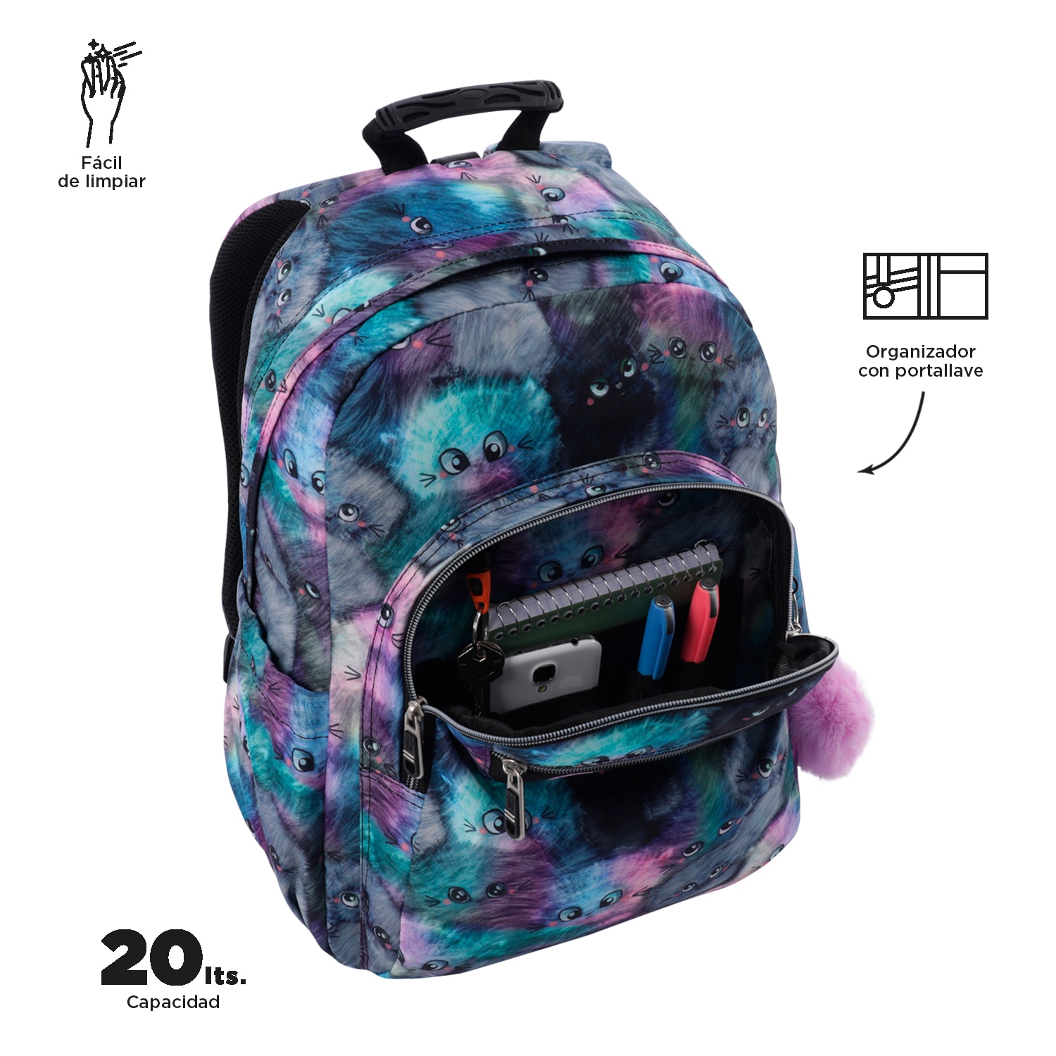 Mochila Escolar Totto Acuareles Azul-6