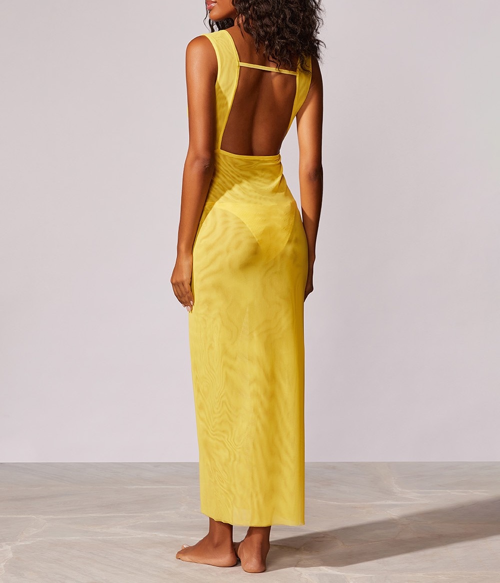 Vestido Liso Soleil Cia Maritima Amarelo-3