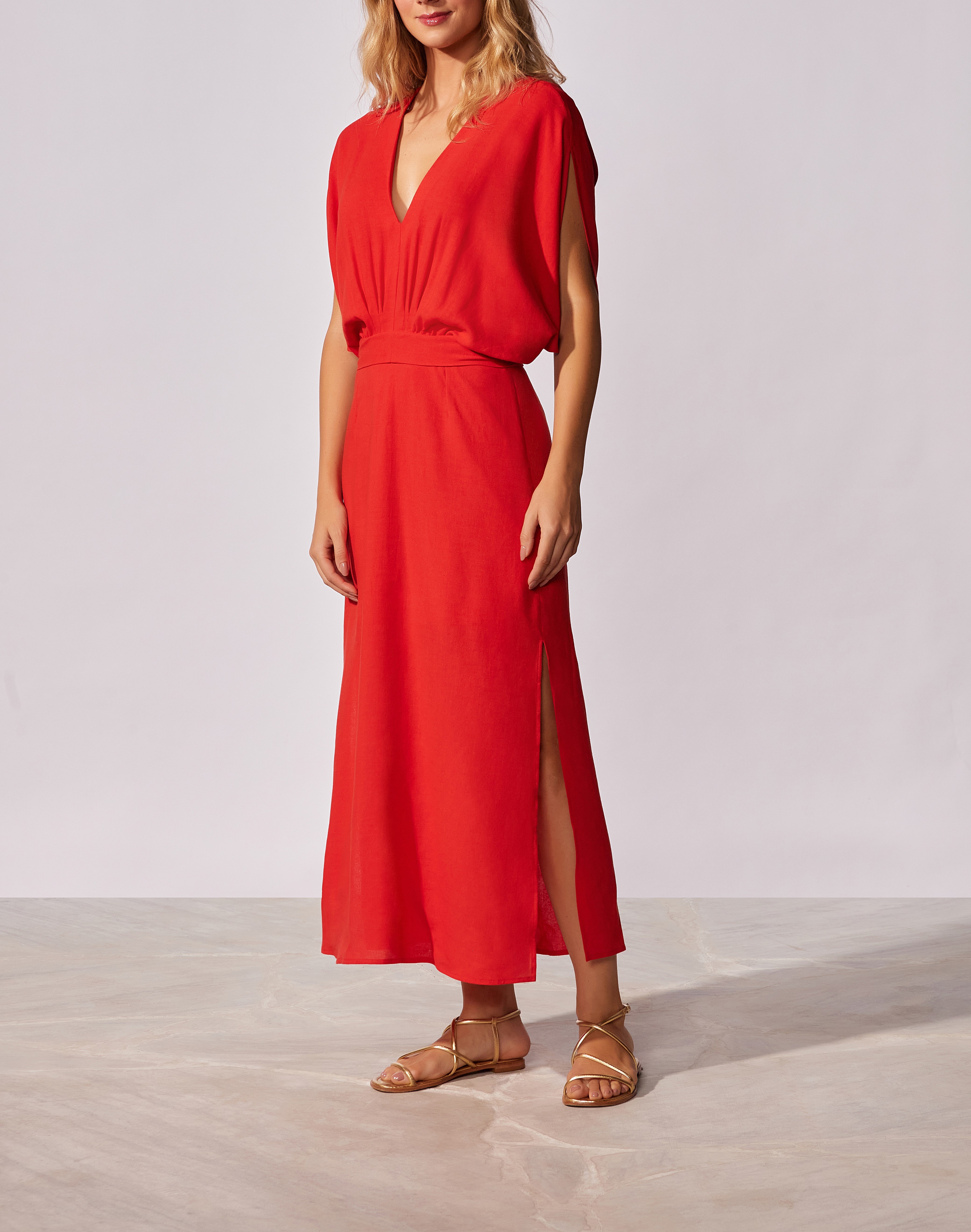 Vestido Liso Capri Cia Maritima Vermelho-2