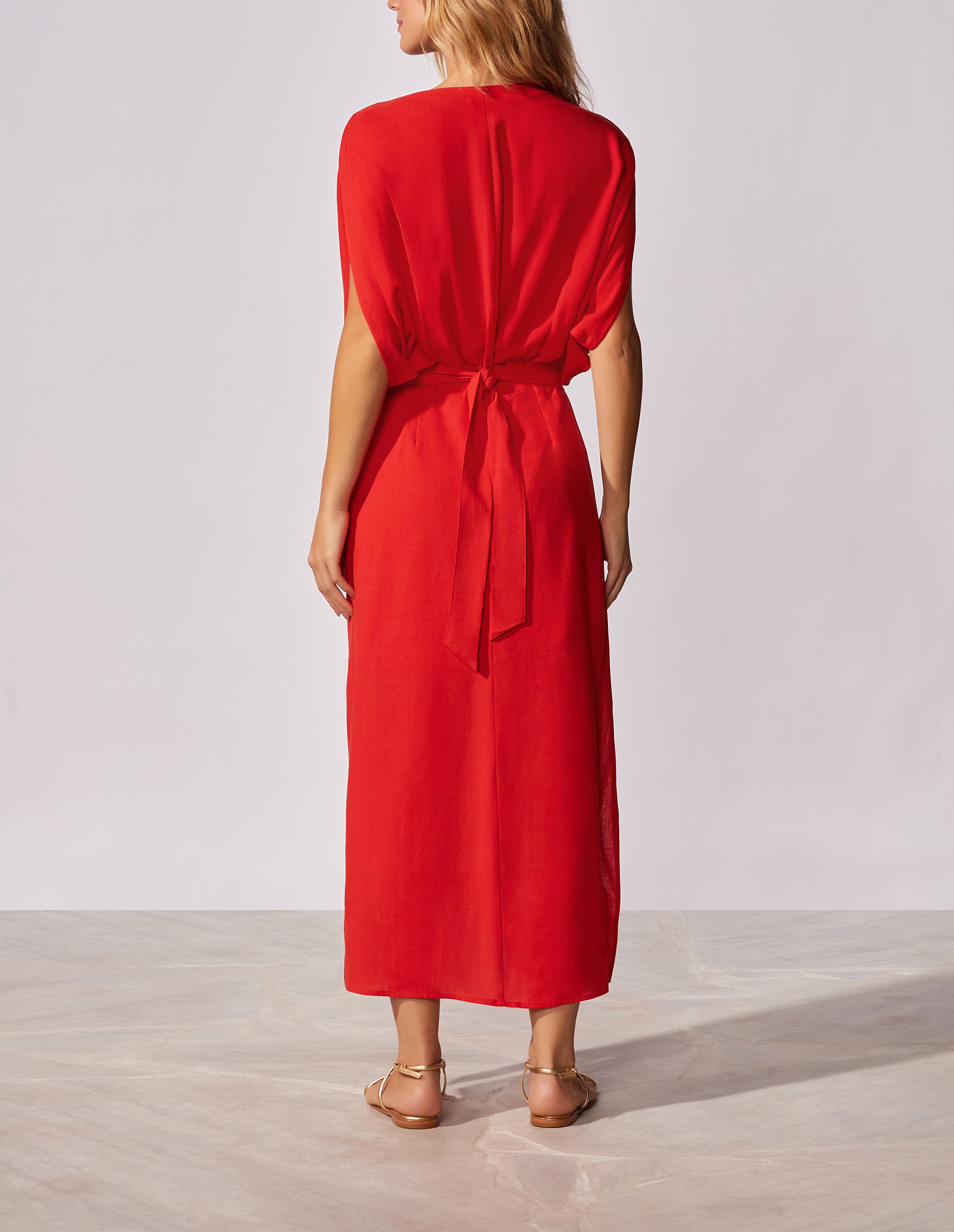 Vestido Liso Capri Cia Maritima Vermelho-3