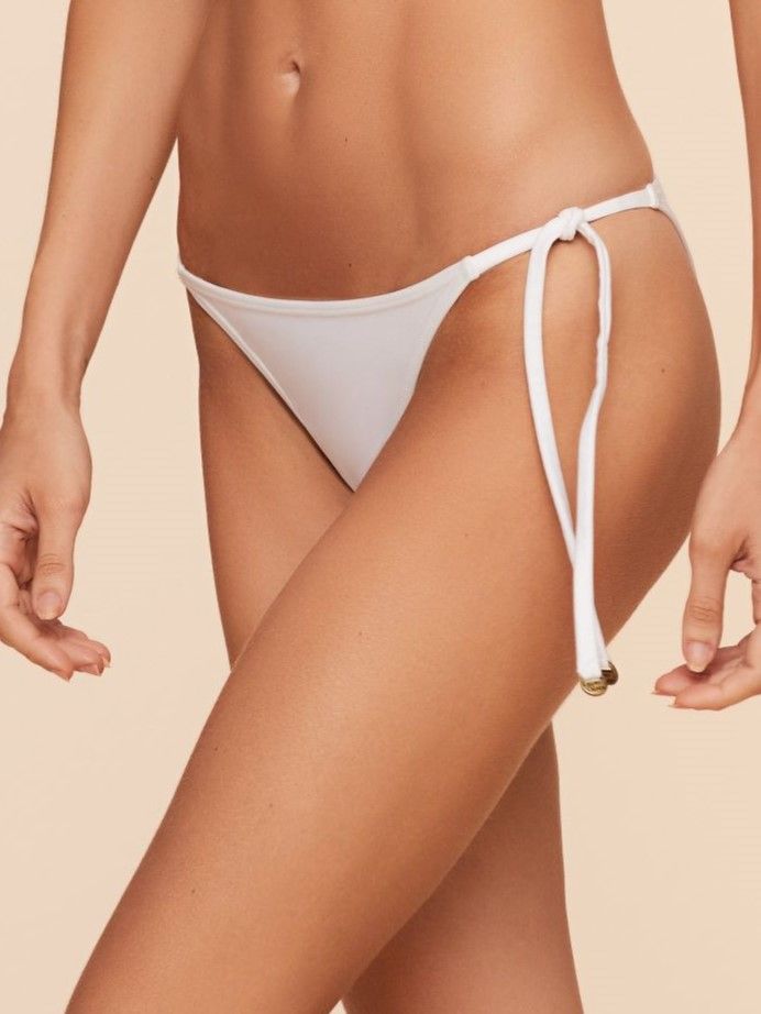 Tanga de Biquíni Liso Água Doce Branco-2