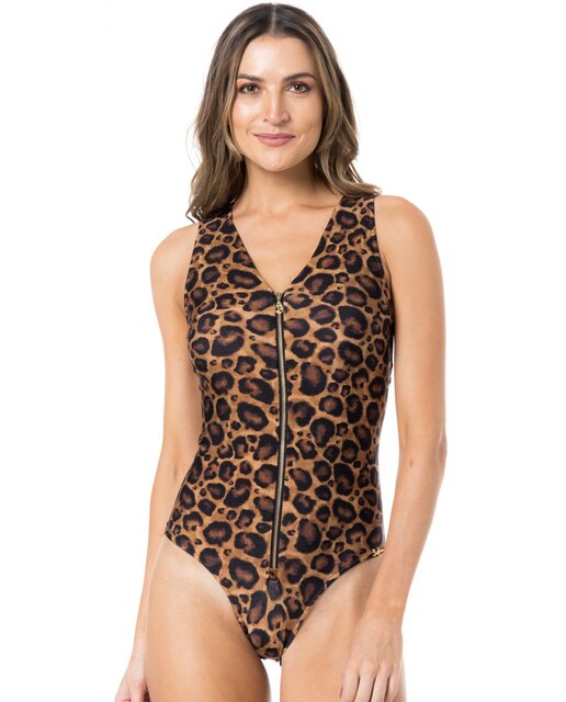 Imagem 0 de Fato de Banho Brasileiro Estampado com Fecho Zip