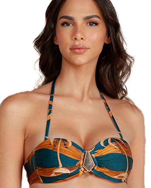 Imagem 0 de Top de Biquíni Bandeau Estampado com Forro