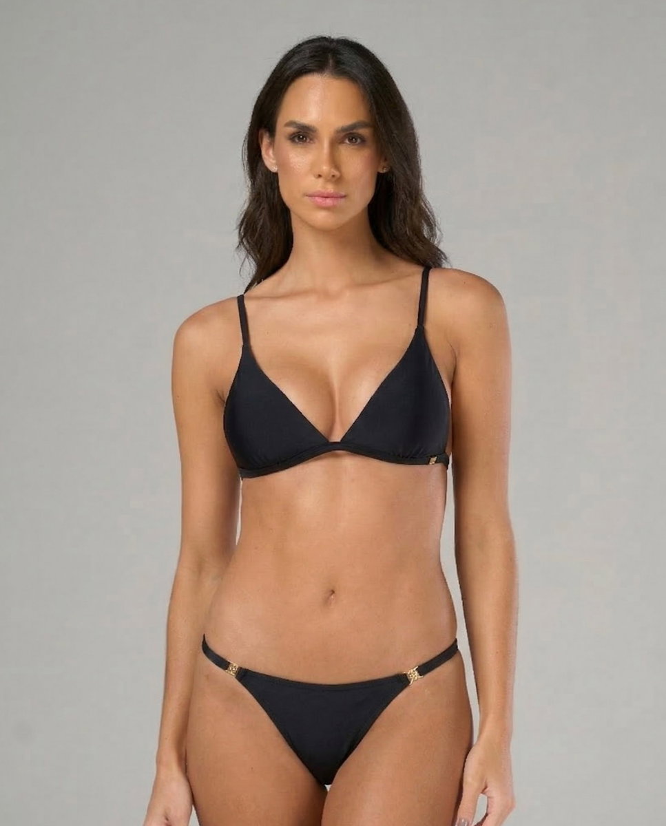 Top de Biquíni Triângulo Liso com Forro Preto-2
