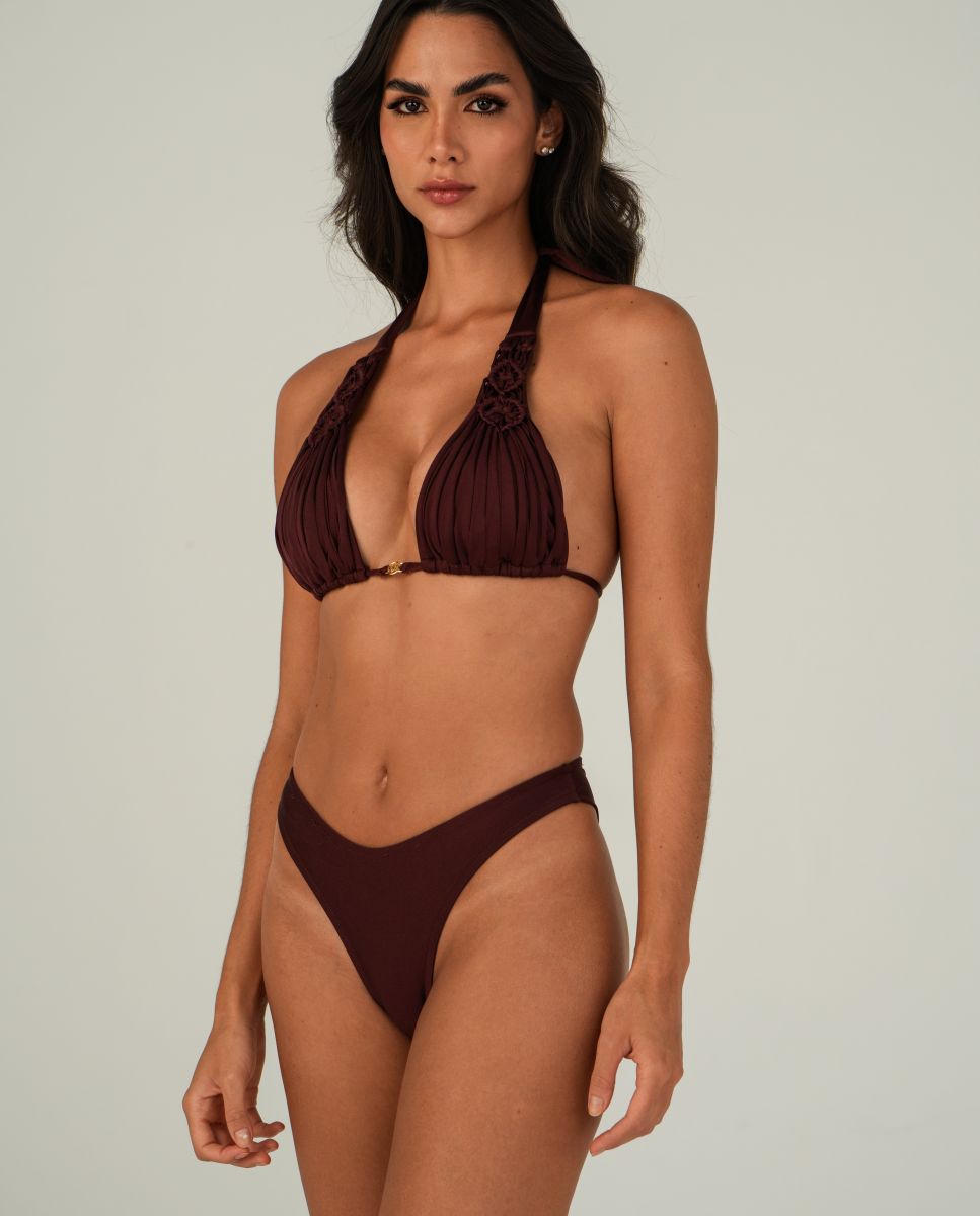 Top de Biquíni Gola Halter Liso com Forro Beringela-2