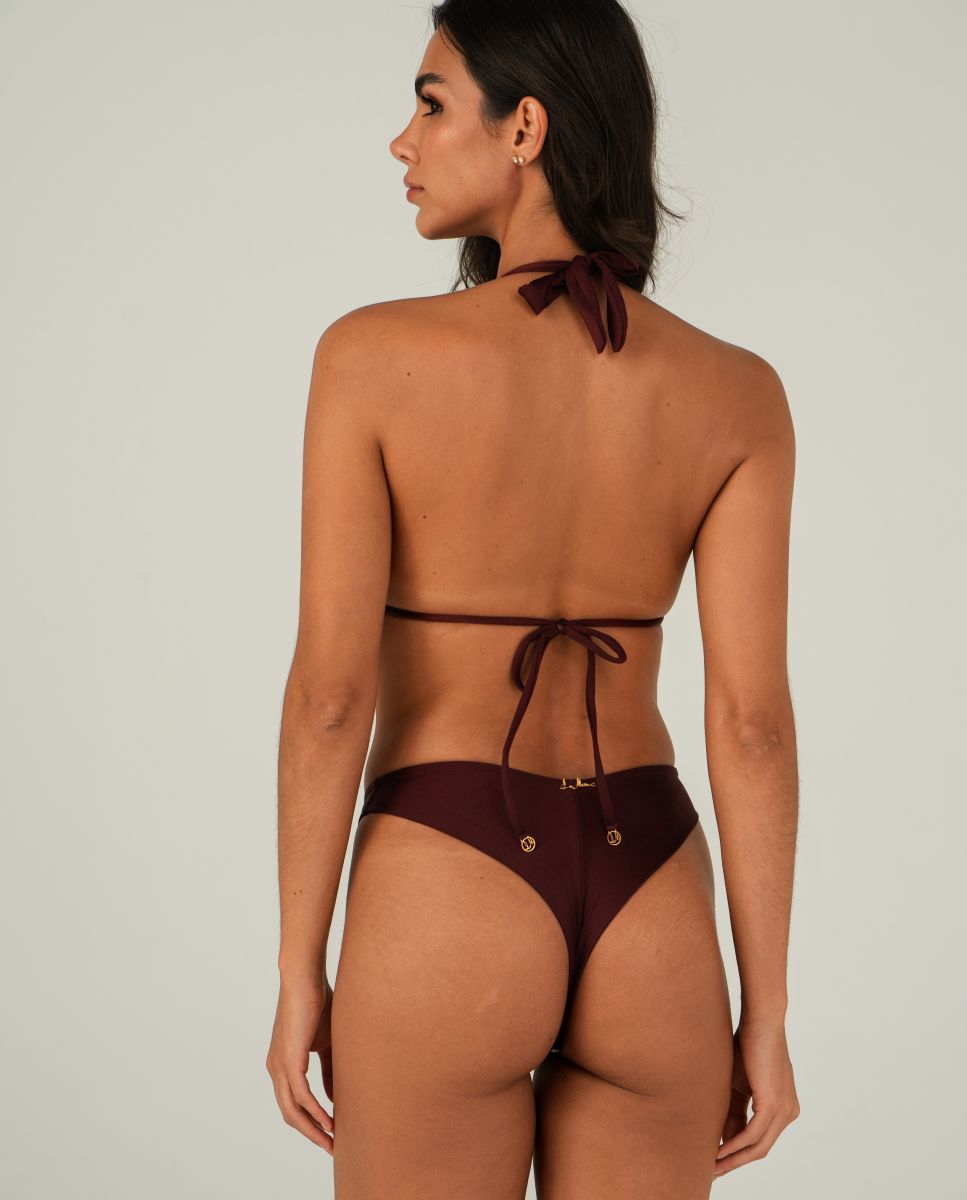 Top de Biquíni Gola Halter Liso com Forro Beringela-3