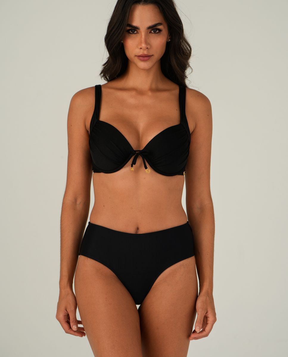 Top de Biquíni Desportivo Liso com Forro Preto-2