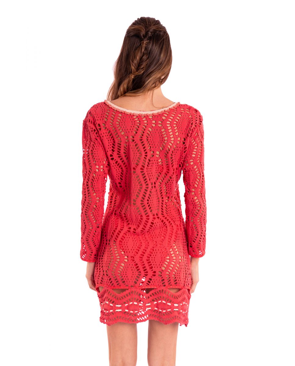 Vestido de Praia Mini Vermelho-cereja-2
