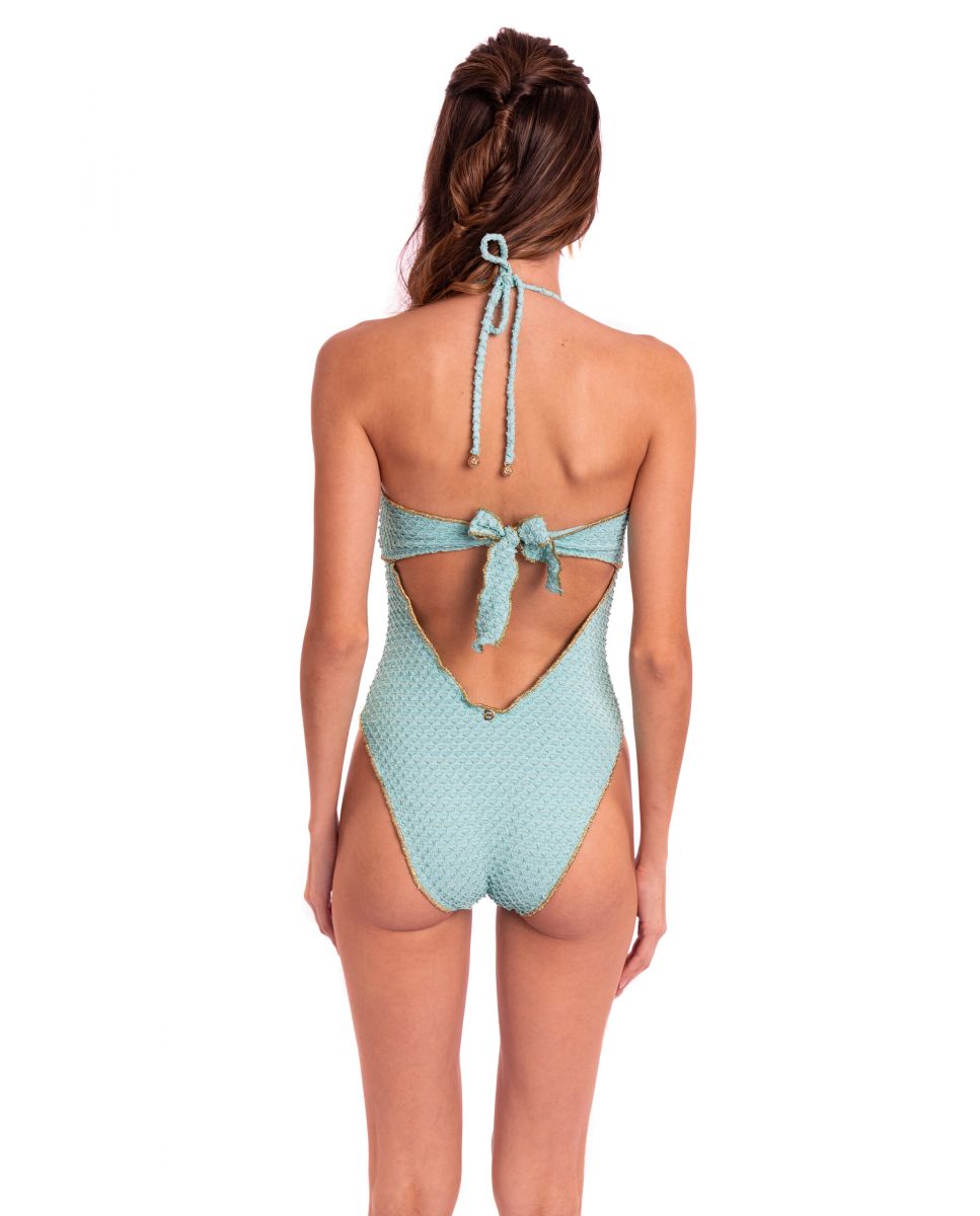 Fato de Banho Bandeau Liso com Forro Água-marinha-2