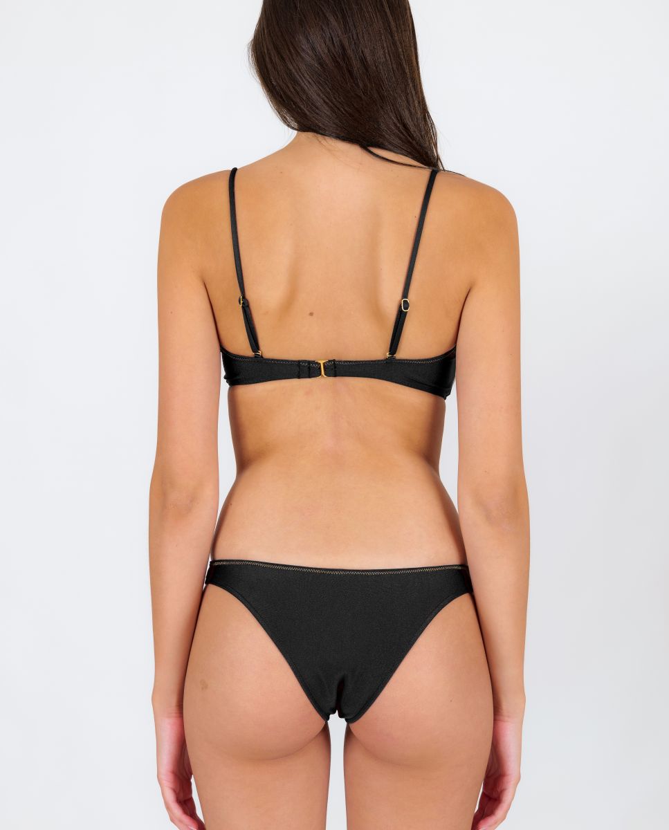 Top de Biquíni Bandeau Liso com Forro Preto brilhante-3