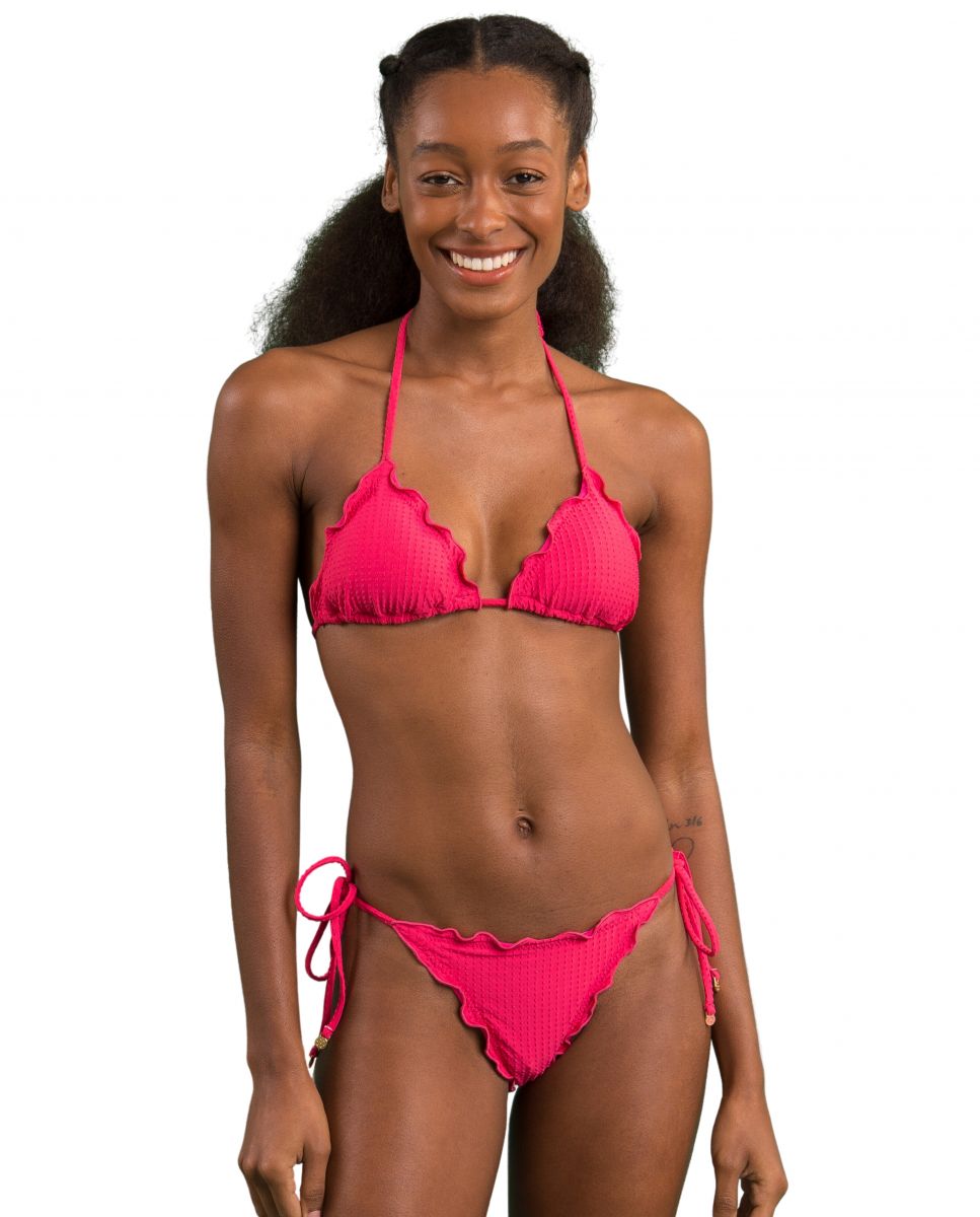 Cueca de Biquíni com Laço Lisa Fúcsia-2