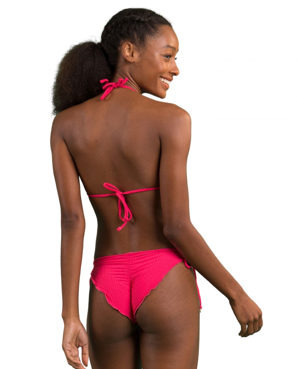 Cueca de Biquíni com Laço Lisa Fúcsia-3