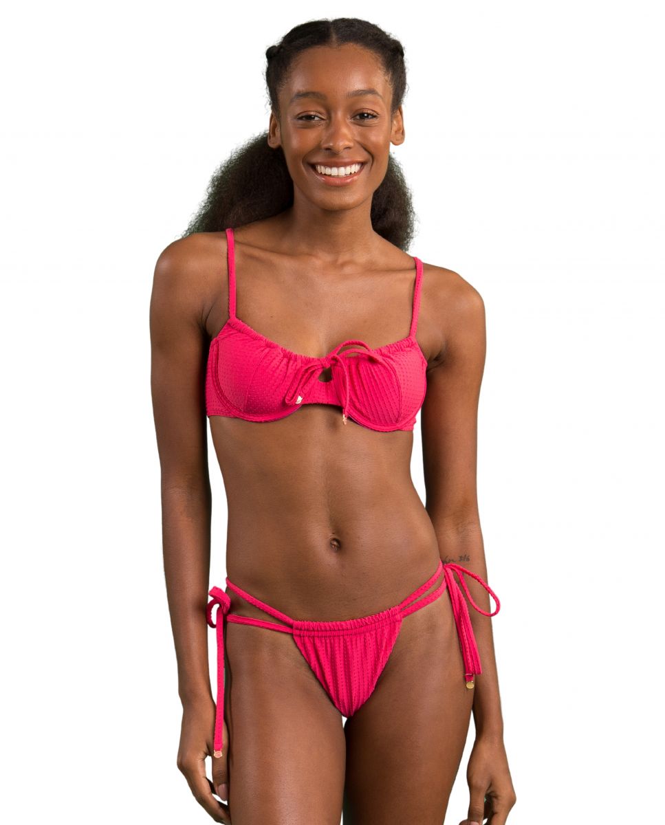 Top de Biquíni Balconette Liso com Forro Rosa-2