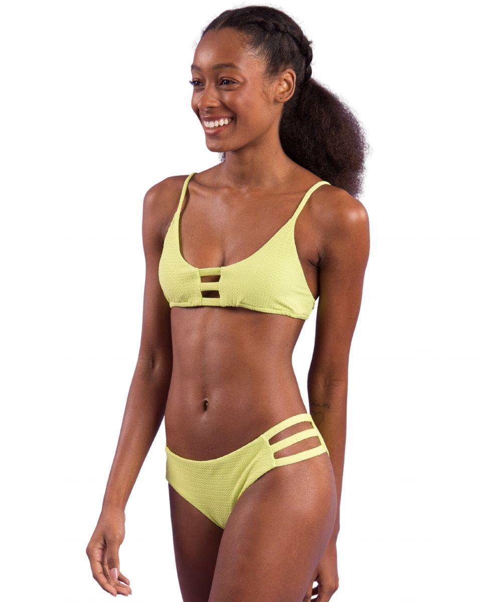 Cueca de Biquíni Brasileira Lisa Amarelo-flúor-4