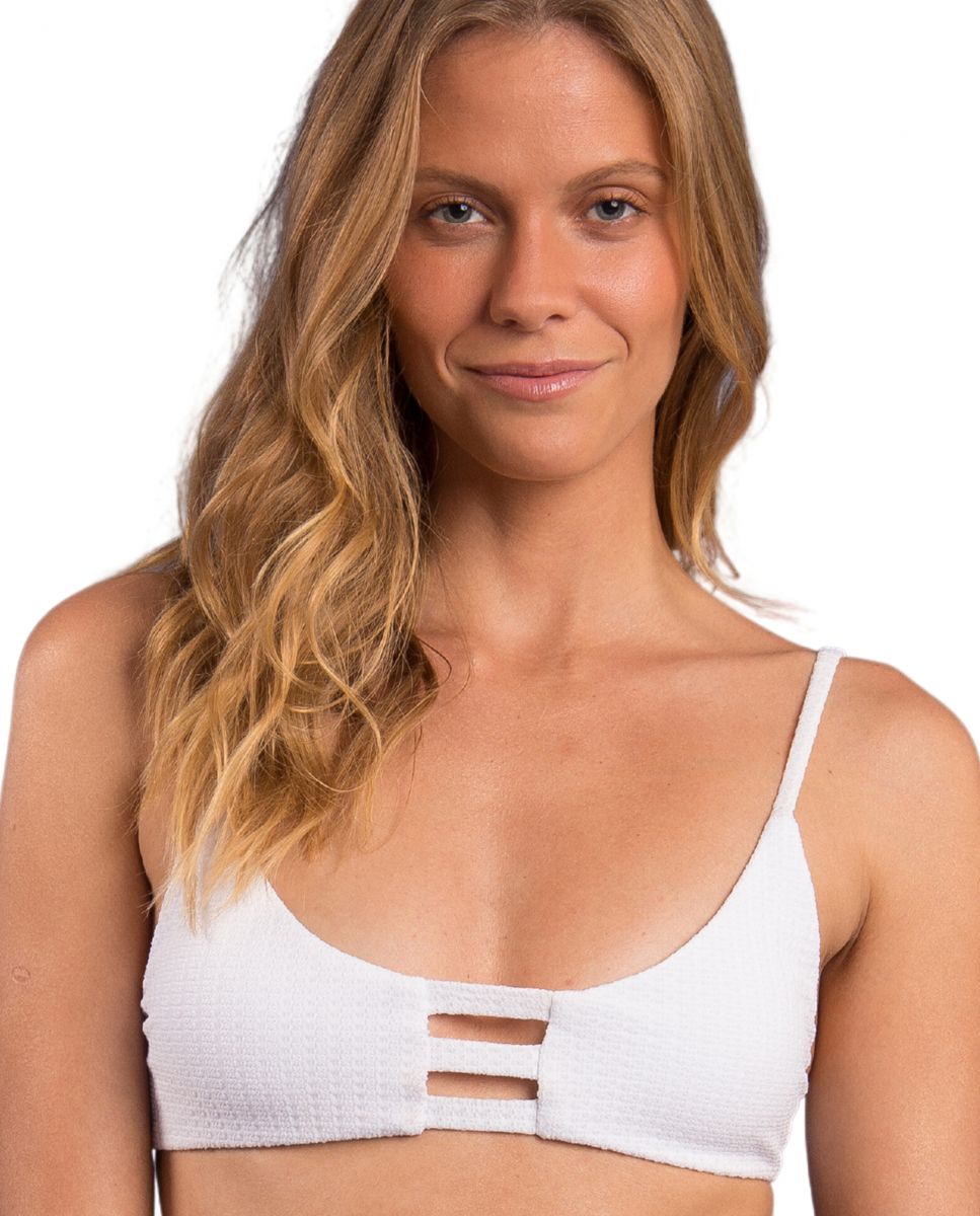 Top de Biquíni Desportivo Liso com Forro Branca-1
