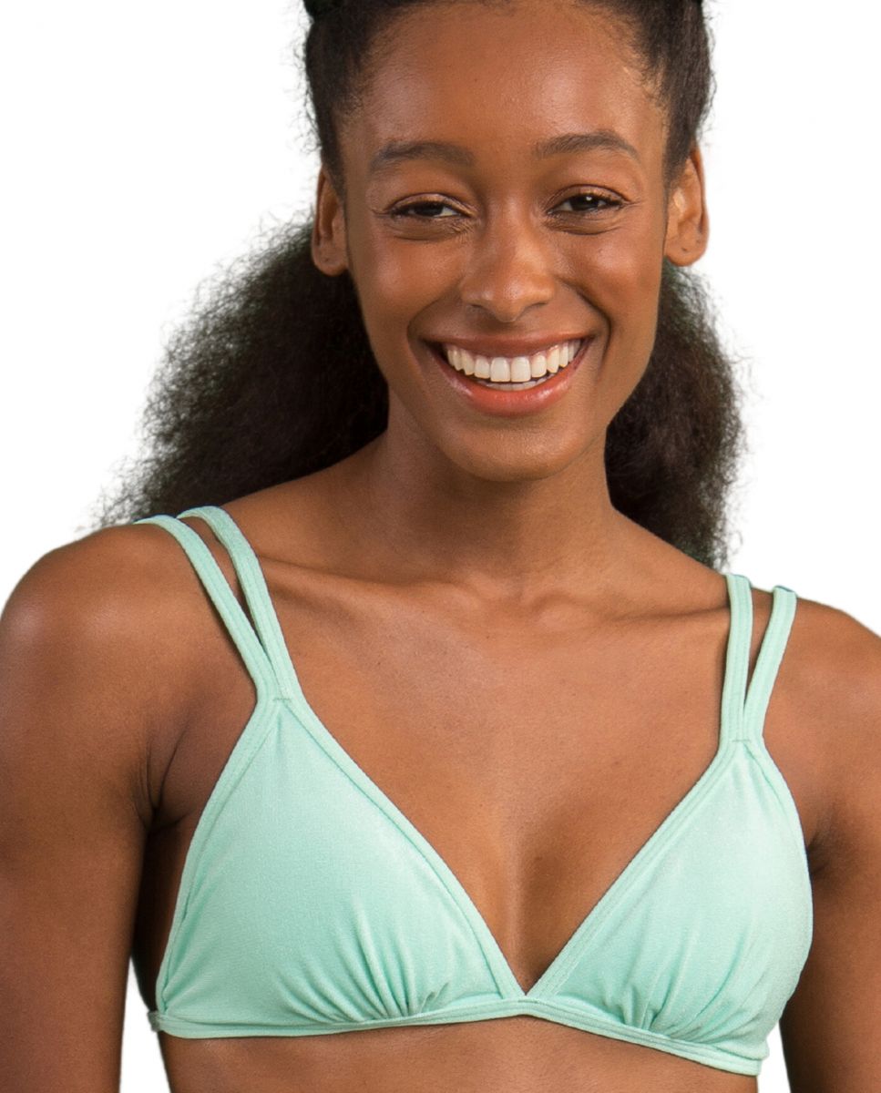 Top de Biquíni Triângulo Liso com Forro Verde-menta-1