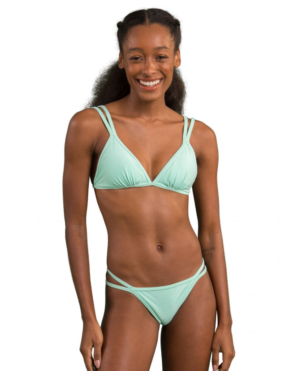 Top de Biquíni Triângulo Liso com Forro Verde-menta-2