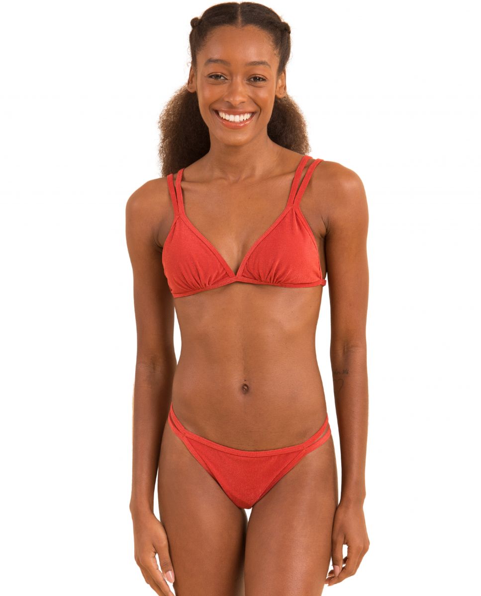 Cueca de Biquíni Brasileira Lisa Vermelho-2
