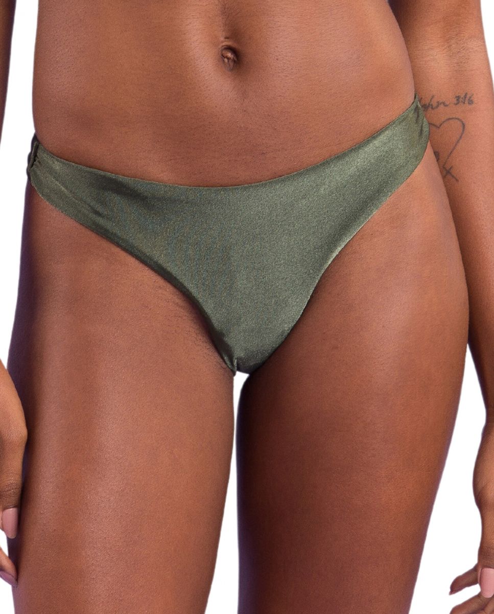 Cueca de Biquíni Brasileira Lisa Verde Azeitona-1
