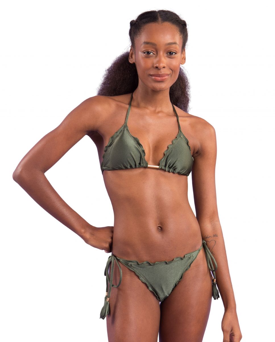 Cueca de Biquíni com Laço Lisa Verde-2