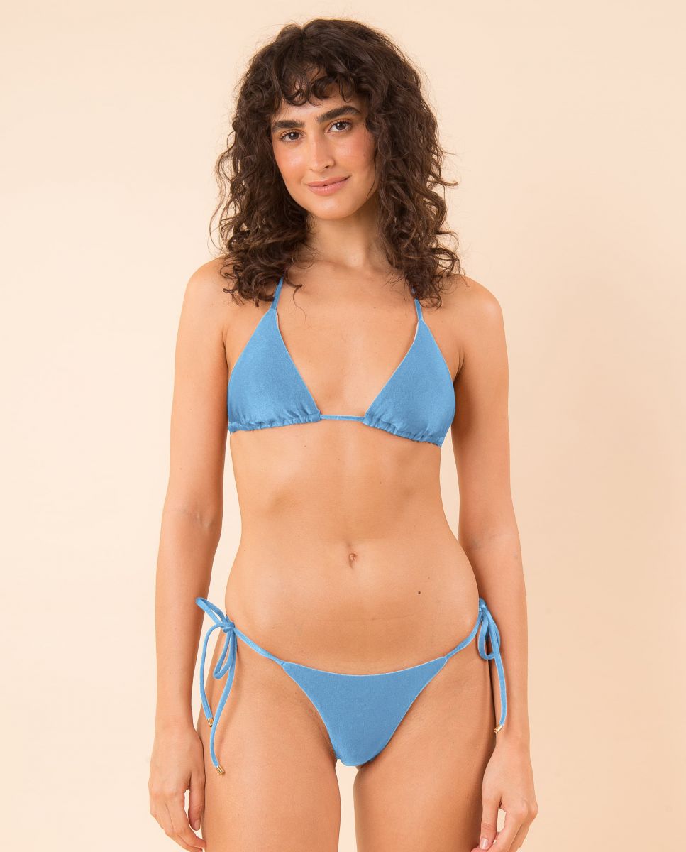 Cueca de Biquíni com Laço Lisa Azul-2