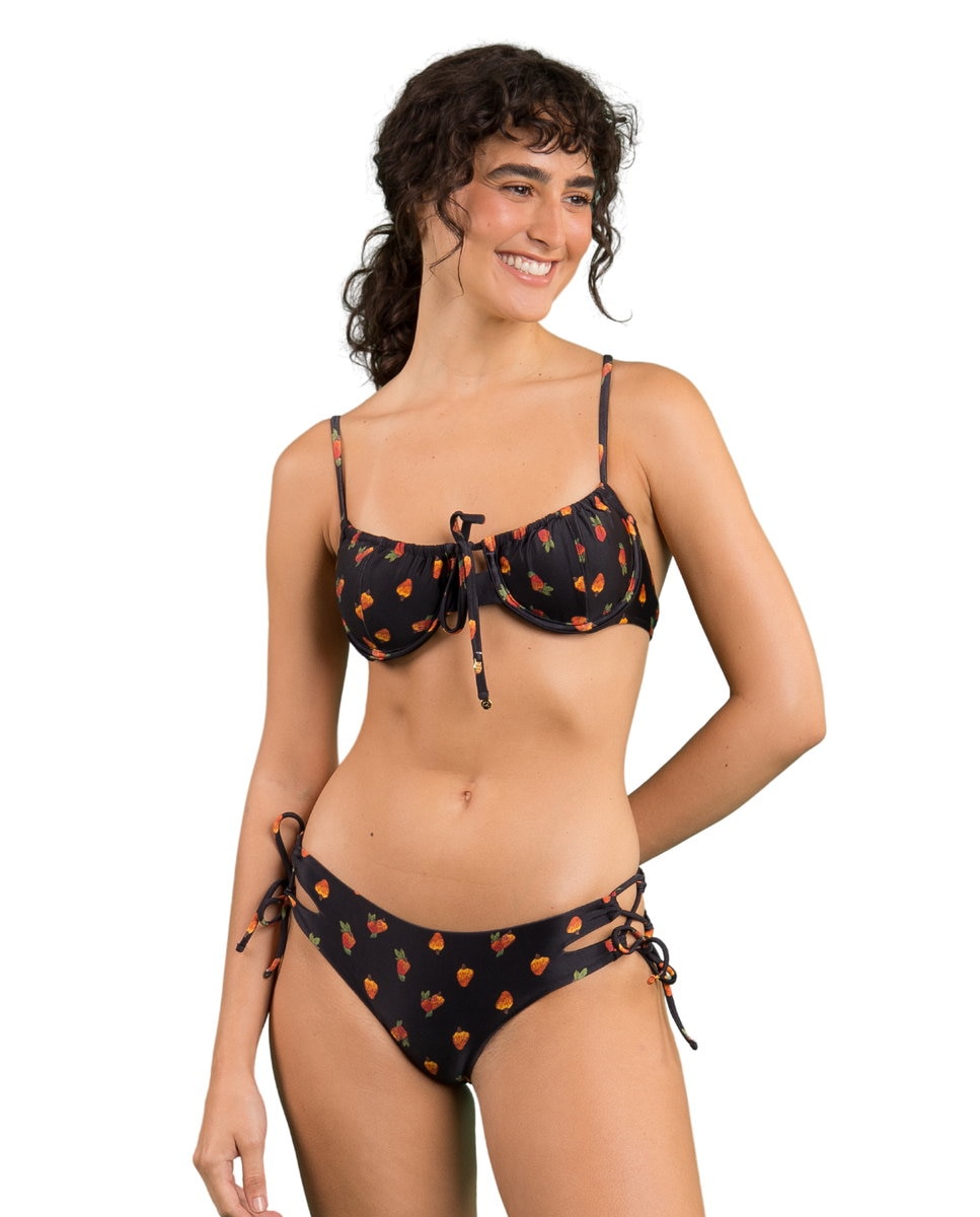 Top de Biquíni Balconette Estampado com Forro Preto-4