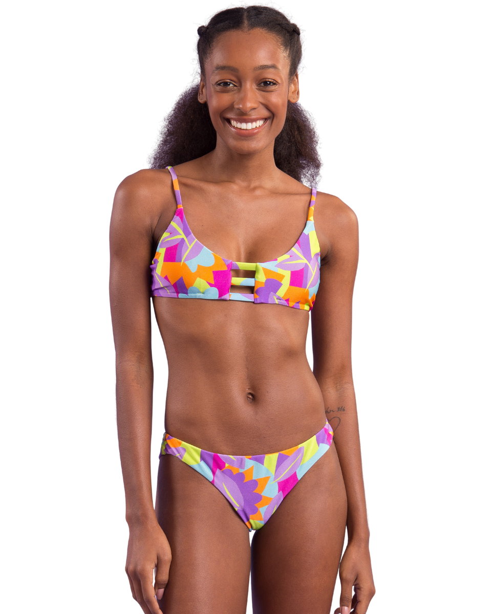 Cueca de Biquíni Brasileira Estampada Azul-fumado-2