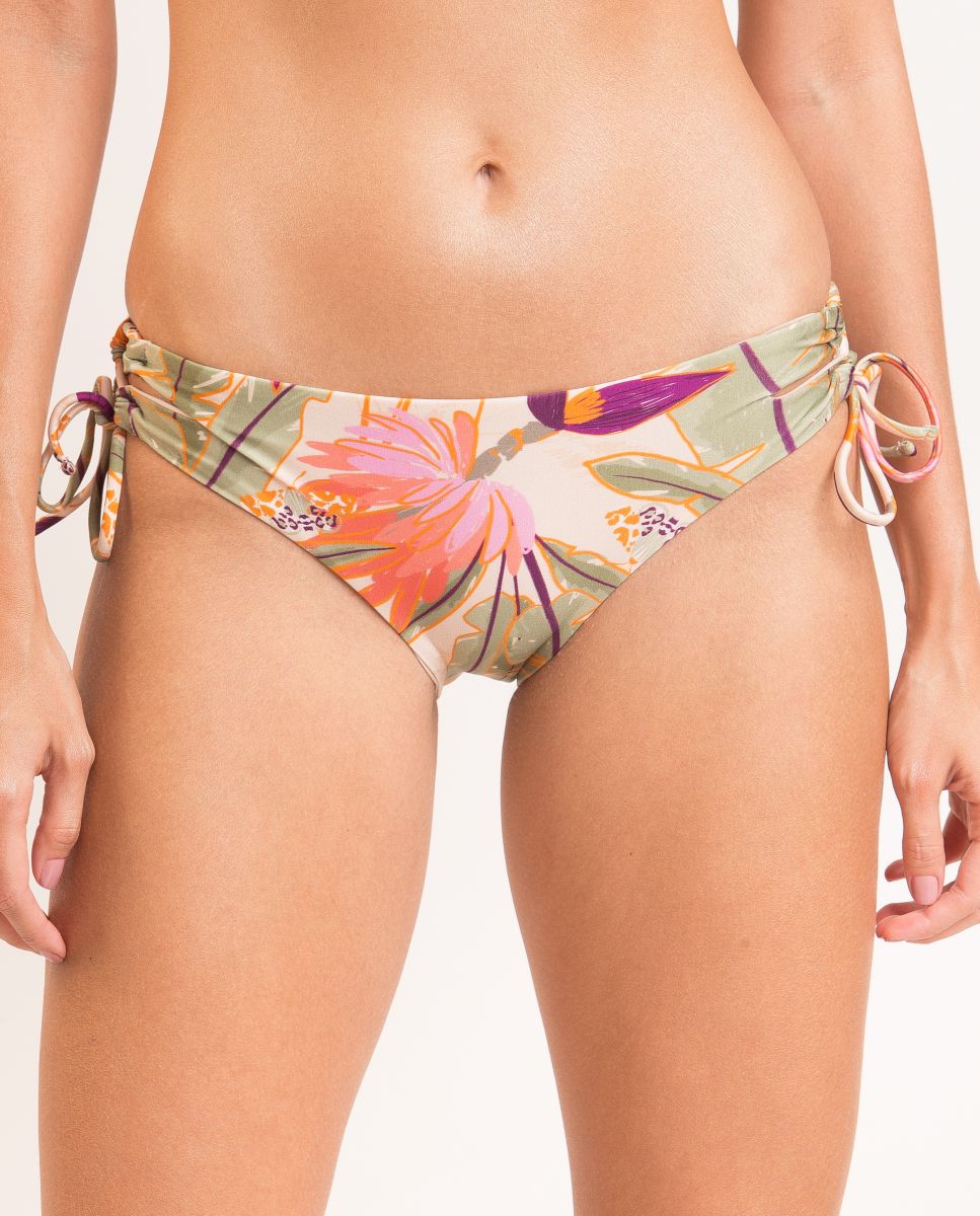 Cueca de Biquíni com Laço Estampada Bege-1