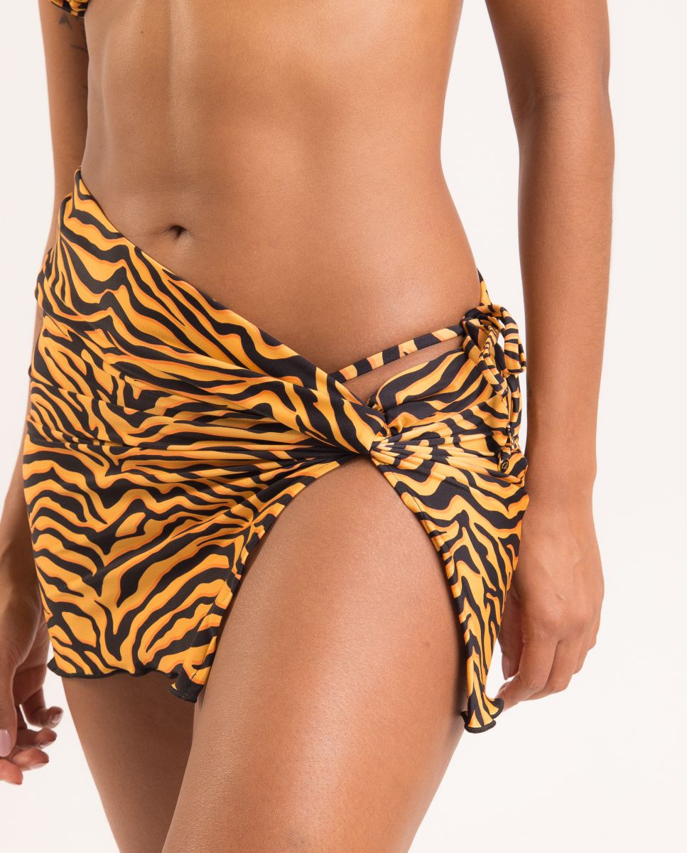 Saia de Praia Curta Estampada Amarelo / Preto-1