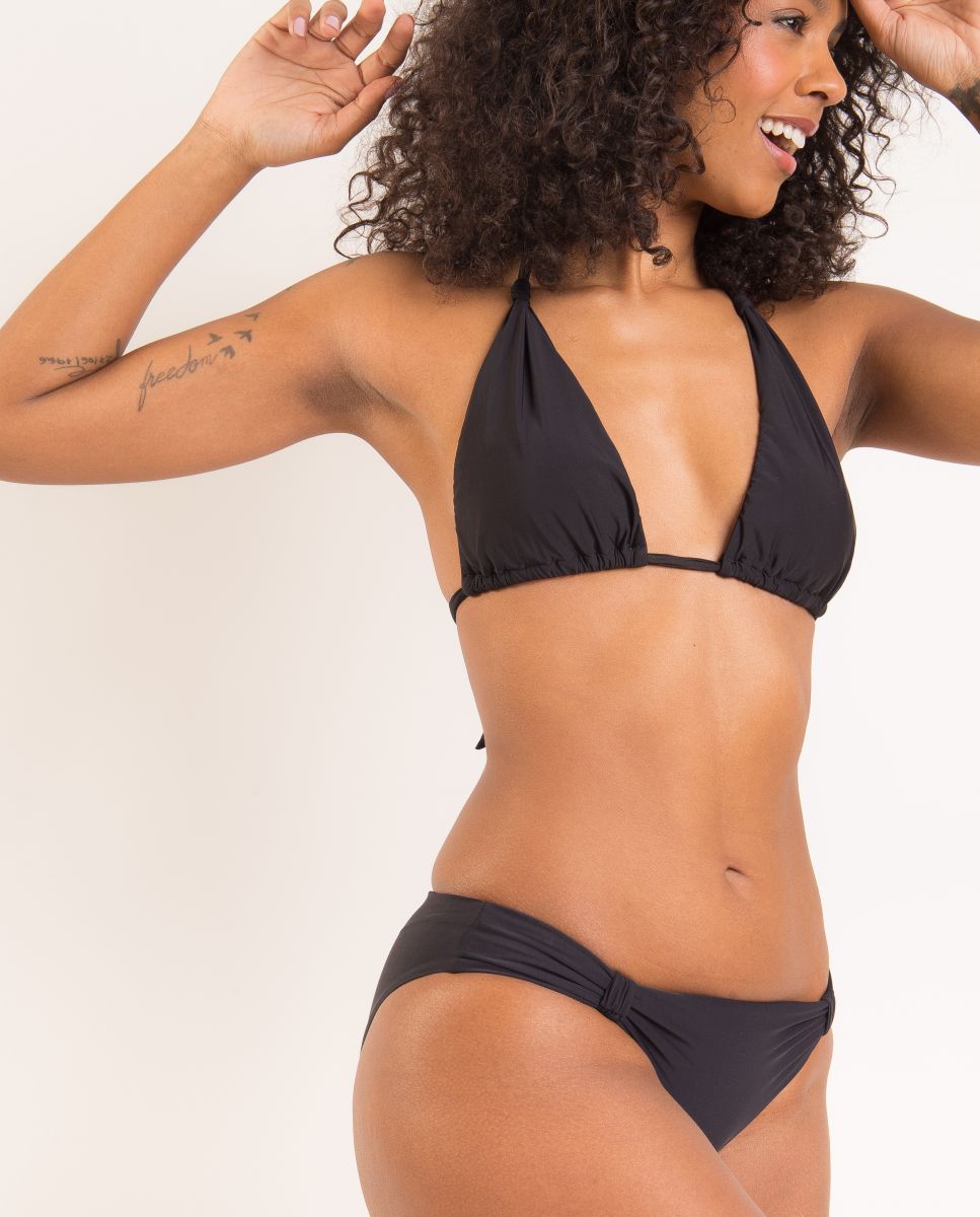 Cueca de Biquíni Brasileira Lisa Preto mate-4