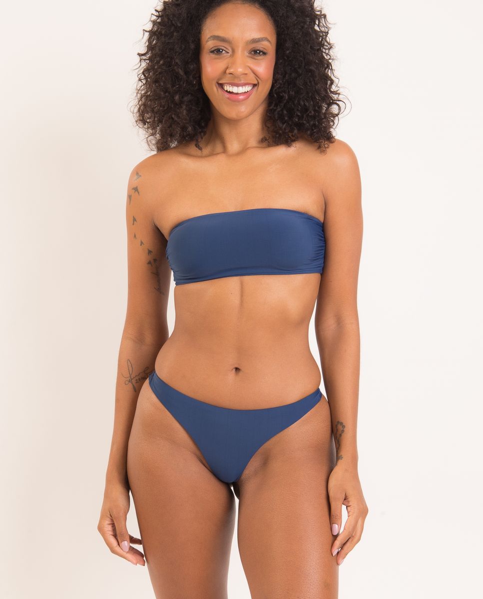 Cueca de Biquíni Brasileira Lisa Azul-escuro-2