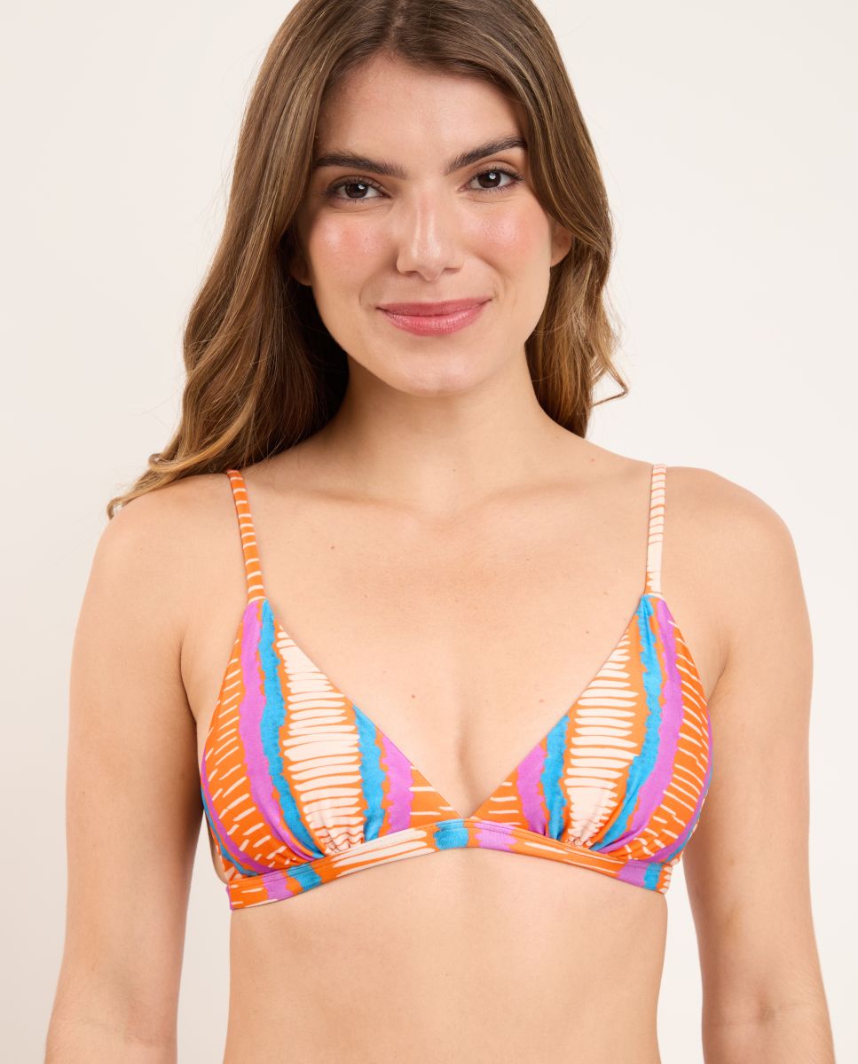 Top de Biquíni Triângulo Estampado com Forro Multicolor-1