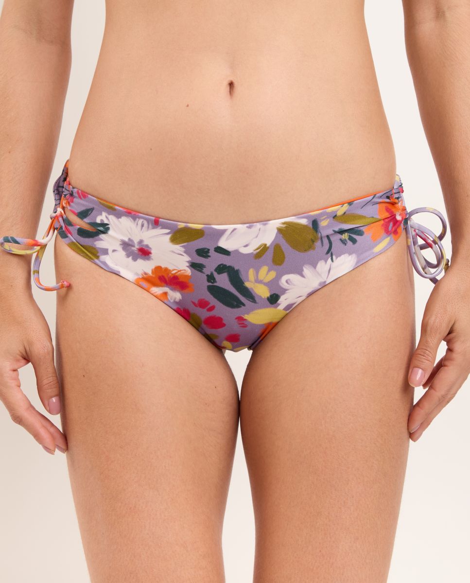 Cueca de Biquíni com Laço Estampada Lilás-1
